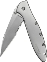 Kershaw Leek Serrated EDC Pocketknife, 3" Sandvik 14C28N Steel Blade, assisted opening Folding Knife, Dual Lock System